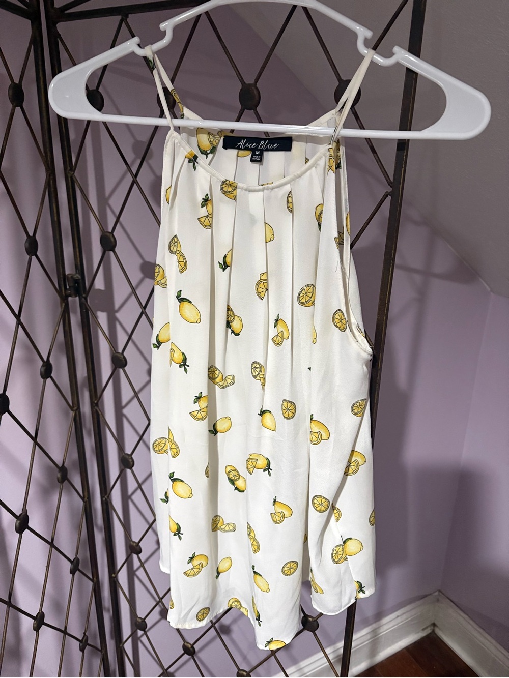 Alice Blue White Lemon-Print Camisole Tank